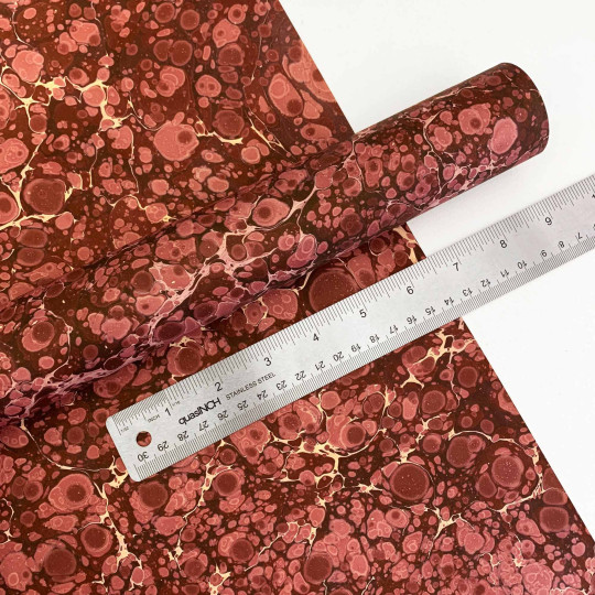 Hand Marbled Paper Stone Marble Pattern in Burgundy and Pink ~ Berretti Marbled Arts
